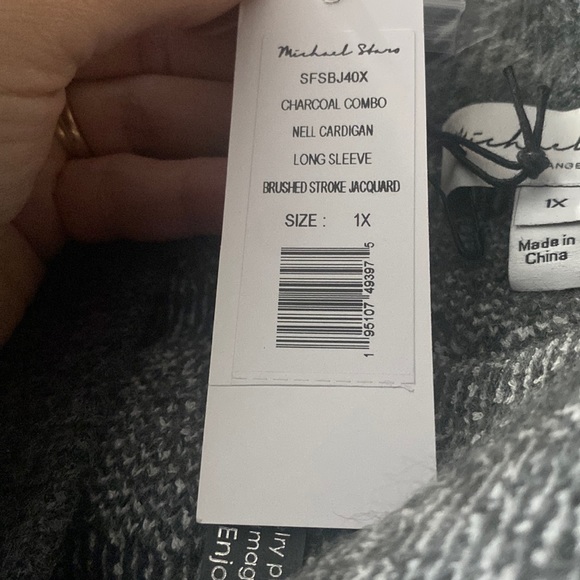 NWT Michael Stars Nell Cardigan in Charcoal Combo, 1X, Soft, Cozy Texture - Picture 8 of 10